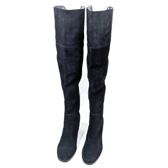 marc Fisher Over The Knee Black Suede Heel Boots 6.5 - Picture 2 of 12